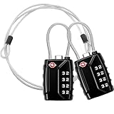 Newace TSA Schloss 4 Stellig Kofferschloss Zahlenschloss Gepäckschloss Reiseschloss Kabelschloss mit Zinklegierung und 1 M Stahlseil, für Koffer Gepäck Rucksack 2 Stück Schwarz