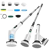 Anluomania Elektrische Reinigungsbürst 9 in 1, Electric Cleaning Brush mit 9 Wechselbürstenköpfe, Electric Spin Scrubber Schnurlos, 2 Geschwindigkeiten, Verstellbarer Langgriff, für Bad Küche Fußboden