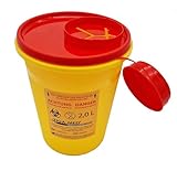 TIGA-MED Kanülen Abwurfbehälter | 5 Stück | 2 Liter / 2000ml | Kanülenbox Entsorgungsbox Kanülensammelbox Kanülensammler Nadelabfallbehälter