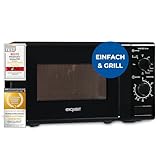 Exquisit Mikrowelle 20L, 1000 Watt Grill, 700 Watt, 25,5cm Drehteller, 5 Leistungsstufen, Timer, Auftaufunktion, 2 Drehregler, MW 802G schwarz