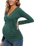 Love2Mi Damen Stillshirt Kurzarm & Langarm Umstandsshirt Umstandsmode V-Neck Schwangere Nursing Tops