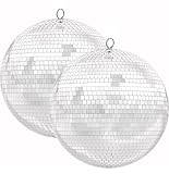 2 Stück 20 cm Spiegel-Diskokugeln mit 4 Stück 6 cm kleinen Spiegel-Diskokugeln, ideal für eine Party oder DJ-Lichteffekt.