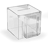 Hansen Losbox/Einwurfbox/Spendenbox/Sammelbox/Aktionsbox aus Acryl/Acrylglas mit Broschürenhalter 200x200x200 mm