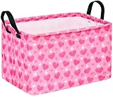 MAIZMZ Korb mit Herz-Aufdruck, Valentinstagskorb, leer, Geschenkkorb mit Griffen, Schrankregal, Aufbewahrungskorb, Organizer, Behälter, Mädchen, Kinderzimmer, Spielzeug, Bücher, Box, Raumdekoration