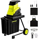 LDHTHOPI Häcksler 3000W Starke,Elektro Leisehäcksler Aststärke MAX 45mm,Gartenhäcksler mit 45L Fangbox,Schutzbrille,Handschuhe,Kunststoffgriffe,Für Garten,Terrasse,Hof