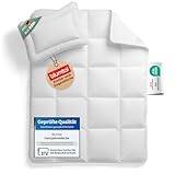 Blumtal Baby Bettdecke und Kissen Set - Kinderbettdecke 100x135 cm + Babykissen 40x60 cm - Oeko-TEX zert. Baby Decke und Kissen Set - waschbare Kinderdecke 100x135 - Kinder Bettdecken Set Weiß