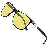 DUCO Herren und Damen Polarisierte Blendschutz Nachtfahrbrille HD Nachtsicht Gelb Fahrbrille (Schwarz,Gelb)
