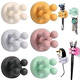 6 Stück Zufällige Farbe Silikon Zahnbürstenhalter Wand, Zahnbürstenhalterung Ohne Bohren Multifunktions-Haken Wasserdicht Platzsparend Für Badezimmer Küche Wohnzimmer