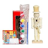 Nussknacker, unbemalt, 18 cm – Nussknacker-Soldat für Bastelprojekte, inklusive Pinsel, Holzfigur zum Bemalen, Weihnachtsbaumschmuck, kreative Dekoration