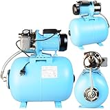 Hauswasserwerk JS 1100 Edelstahl INOX - Wasserpumpe (3600l/h, 1100W, Förderhöhe 50m) - 50L Druckkessel - Hauswasserautomat mit Druckschalter - für Brauchwasserversorgung Bewässerung - Gartenpumpe