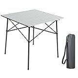 Portal Campingtisch klappbar Klapptisch Camping Tragbar mit Aluminium Tischplatte 4 Personen Camping Tisch faltbar belastbar bis 80kg kompakt mit Tragetasche für Picknick Grillen Garten Balkon Silver