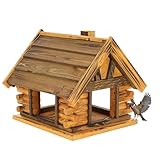 Mazur Vogelfutterhaus aus Holz XL 32x35x37cm I Vogelfutterstation wetterfest, geflammt I Futterspender für Wildvögel
