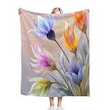 ZZXHG Kuscheldecke Kinder 130x150 Bunte Blumen, Weiche Flauschige Plüsch Decke Tagesdecke für Erwachsene Haustier, Flanell Fleecedecke Sofadecke Couchdecke Wohndecke Sofaüberwurf_h181