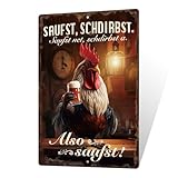 Putuo Decor 1 Stück Vintage Metall Bar Blechschild, Zinn Zeichen Wand Kunst Dekor für Home Bar Pub Club Garage Mann Höhle Dekor 7,8 x 11,8 Zoll (Saufst Schdirbst)