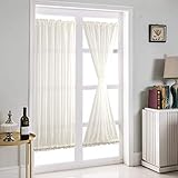 ele ELEOPTION French Türvorhang, Eleganz, Innenvorhänge, Dekoration für Zuhause, romantisch, Fenstervorhang, Stangentaschen, Oben nach unten, 1 Vorhang (Weiß, H183 x B64 cm (1er Pack))