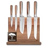 BAUMFELD 6 Teiliges Messerblock Set - Premium Edelstahl - Küchenmesser inkl. magnetischem Messerblock aus edlem Akazienholz Profi Kuechenmesser Set (Edelstahl)
