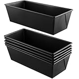 HONYUET 6 Stück 25 x 11 x 8 cm schwarze rechteckige Brotformen, kleine Karbonstahl-Backformen, Brotbackform für Kuchen, Vollkorn-Bananenbrot