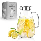 LIBWYS Glaskaraffe mit Deckel 2600ml - Wasserkaraffe aus Borosilikatglas, Karaffe Glas Wasserkrug Getränkekaraffe für DIY Getränke, Saft, Milch, Tee