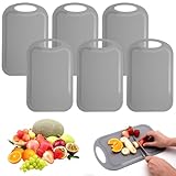 6 Stück Frühstücksbrettchen Kunststoff 25x16 cm, Schneidebrett Kunststoff Set, Brotzeitbrett Rutschfest mit Saftrille und Griff, BPA frei, Spülmaschinenfest, Antibakteriell, für Brot Obst Gemüse