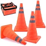 Verkehrsleitkegel,ERKOON 4 Pcs 18 Zoll Verkehrshütchen Absperrhütchen/Warndreieck Kfz/Faltbar Warnkegel Sicherheitspilone Sicherheitskegel Mehrzweck-Popup-Reflektierender Sicherheitskegel