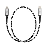 Volkswagen 000051446CA Premium USB-C auf Lightning Kabel, 50cm, Beleuchtetes VW Logo, Schwarz/Silber