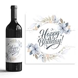 6 Etiketten zum Geburtstagsfeier oder Jubiläum - Aufkleber selbstklebend - Deko für Wein & Sekt - Geschenkidee für Ehepaar & Familie (Happy Birthday)