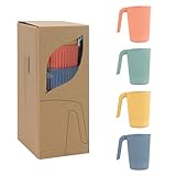 Zfseyuh 4 Stück Unbreakable Trinkbecher mit Henkel,Plastikbecher Mehrweg Camping Tasse Set Kinderbecher Kunststoffbecher Kinder und Erwachsene BPA-Frei (350 ml)