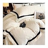 GBHMJU Flauschig Samt Bettwäsche 220x240cm 200x230cm 4teilig Winter Plüsch Flanell Fleece Bettwäsche Set Warme Cashmere Touch Bettbezug Sets(White,200x230-245x245cm)