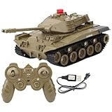 Dilwe Ferngesteuerter Kampfpanzer, 2,4 GHz RC Tank Fort mit Sound und LED, 270 Grad dreht Sich, inkl. Fernbedienung, Akku, USB-Ladekabel, Kinder/Erwachsene