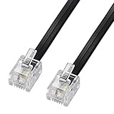 ecabo 10086 3m Modularkabel Telefonkabel – 2x RJ11 Stecker – Anschlusskabel – Westernstecker – 4adrig / 6P4C / 1:1 – Flachkabel für Telefon ISDN AB FAX Modem – schwarz