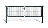 Doppelflügeltore für Stabmattenzaun, grün oder anthrazit, verschiedene Höhen wählbar - inklusive Pfosten und passenden Anschlussstücken (Doppeltor H 80 x B 300 cm, anthrazit)