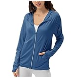 Pdakieyxnd UV Schutzkleidung Damen Sommer Sun Hoodie Langarm UV-Shirt Mode UV Kleidung Leichte Sportshirt Atmungsaktiv LäSsig Wandershirt Einfarbig Wanderbekleidung Laufjacke