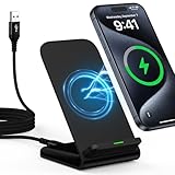 15W Wireless Charger Stand Induktive Ladestation für Samsung Galaxy S24 Ultra/S25/S23/S22/S21/S20 FE, Google Pixel 9 Pro/8/7/6, Wireless Charging Station Handy Kabelloses Ladegerät für iPhone 16/15/14