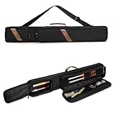 Rexmica 1x1 Billard Queue Tasche für bis zu 1 Unterteile und 1 Schäfte, Billiardstock Tasche mit abnehmbarem Schultergurt und vordere Zubehörtasche, Schwarz