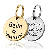 TMT Premium Stabile Hundemarke mit Gravur Edelstahl-Hunde-Anhänger | Wetterfestes Zubehör Dog Tag| Hundehalsband mit Namen und Telefonnummer | Hundemarke personalisiert mit Symbolen