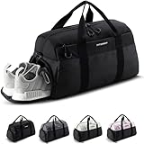 Fitgriff® Sporttasche & Reisetasche V2 für Damen und Herren - mit Schuhfach & Nassfach - Tasche für Sport, Fitness, Reisen - Trainingstasche, Gym Bag, (Full Black, Small)