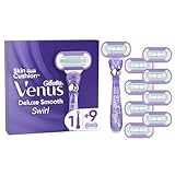 Gillette Venus Deluxe Smooth Swirl Rasierer Damen, Damenrasierer + 9 Rasierklingen mit 5-fach Klinge, Geschenk für Frauen
