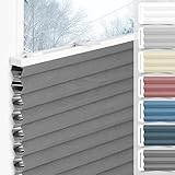 bobodeco Wabenplissee Plissee ohne Bohren Verdunkelung Klemmfix Thermo Verdunklungsplissee, Grau-Weiß 40x120 cm(BxH), 100% Verdunkelnd & Sicht- & Schallschutz, Wärmeisolierung für Fenster & Tür