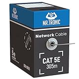 Mr. Tronic 305m Ethernet Netzwerkkabel Cat 5E, LAN Netzwerkkabel Für Schnelle & Zuverlässige Internet, AWG24 Massenkabel Cat 5E | Bulk Kabel 1 Gbps, 100 MHz, UTP CCA (305 Meter, Grau)