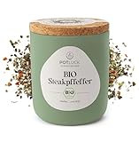 POTLUCK | Bio Steakpfeffer mit Meersalz | Gewürzmischung im Keramiktopf | 70g | Vegan, glutenfrei und mit natürlichen Inhaltsstoffen