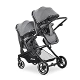 hauck Atlantic Twin, Melange Grey – Zwillingskinderwagen bon Geburt bis 15 Kg je Kind mit 2 Tragetaschen Umwandelbar In Wendbare Buggysitz, Kompakt & Faltbar, Höhenverstellbar