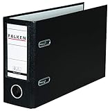 Original Falken 10er Pack PP-Color Kunststoff-Ordner Sonderformat. Made in Germany. 8 cm breit DIN A5 quer mit Wechselfenster schwarz Kontoauszug Ringordner Aktenordner Briefordner Büroordner