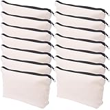 TOKIDNY 14 Stück Leere Kosmetiktaschen aus Canvas mit Reißverschluss 21x11cm Kleine Selbstgemacht Federmäppchen für Reisen Aufbewahrung