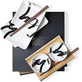 Moritz & Moritz 8-tlg. Sushi Geschirr Set für 2 Personen - Sushi Servierset mit 2x Sushi-Teller, Dip-Schälchen und Stäbchen