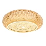 Loobiiny Rattan Deckenlampe,E27 Handgewebte Deckenbeleuchtung,Rustikal Deckenleuchte,Leuchte FüR Wohnzimmer,Deckenlicht Esstisch,EnthäLt Keine GlüHbirnen