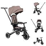 Kikka Boo Dreirad 5 in 1 Trix 2 zusammenklappbar, verstellbare Rückenlehne, Gurt, Farbe:beige