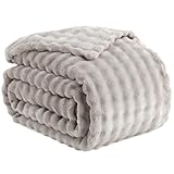 RUIKASI Bubble Decke Kuscheldecke Flauschig Beige - 150x200cm Sofadecke & Couchdecke aus Plüsch, Warme Fleece für Wohnzimmer Deko Blanket, Dicke Wohndecke