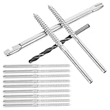 Sosoport Edelstahl Drahtseil Geländer Satz 1/8 Zoll mit Gewindebolzen und Bohrer für Treppengeländer Innen Außen Spannbares Deckkabelgeländer Zubehör