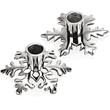 com-four® 2X Kerzenhalter aus Metall im Schneeflocken-Design - dekorativer Kerzenständer für den Winter - Kerzenleuchter für Weihnachten - Weihnachtsdeko [Auswahl variiert] (2 Stück - Schneeflocke)
