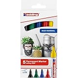 Edding 3000 4-3000-5 Permanentmarker Schwarz, Blau, Rot, Grün, Gelb wasserfest: Ja